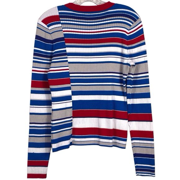 RAG & BONE Women’s Mason Crew Sweater Size Large Ribbed Striped Red Blue EUC - Picture 4 of 16